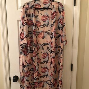 Sheer printed kimono